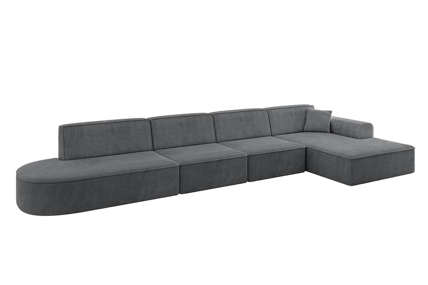 ECKSOFA Ottomane Rechts IREA-L3-v3 - 412x165x77 cm Duneklgrau - Dunkelgrau, Holzwerkstoff/Textil (412/165cm) - ALTDECOR