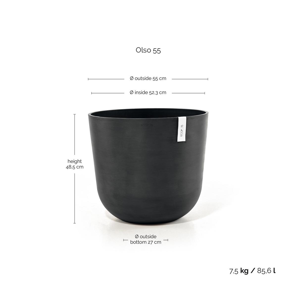BLUMENTOPF Oslo 55/48,5 cm Dunkelgrau - Dunkelgrau, Kunststoff (55/48.5cm) - Ecopots