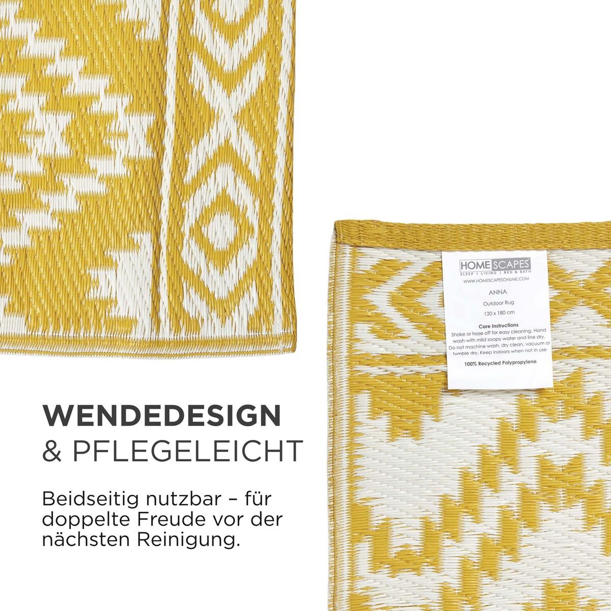 OUTDOORTEPPICH-LÄUFER Anna, Ethno-Muster 75/200 cm - Gelb, Kunststoff (75/200cm) - Homescapes