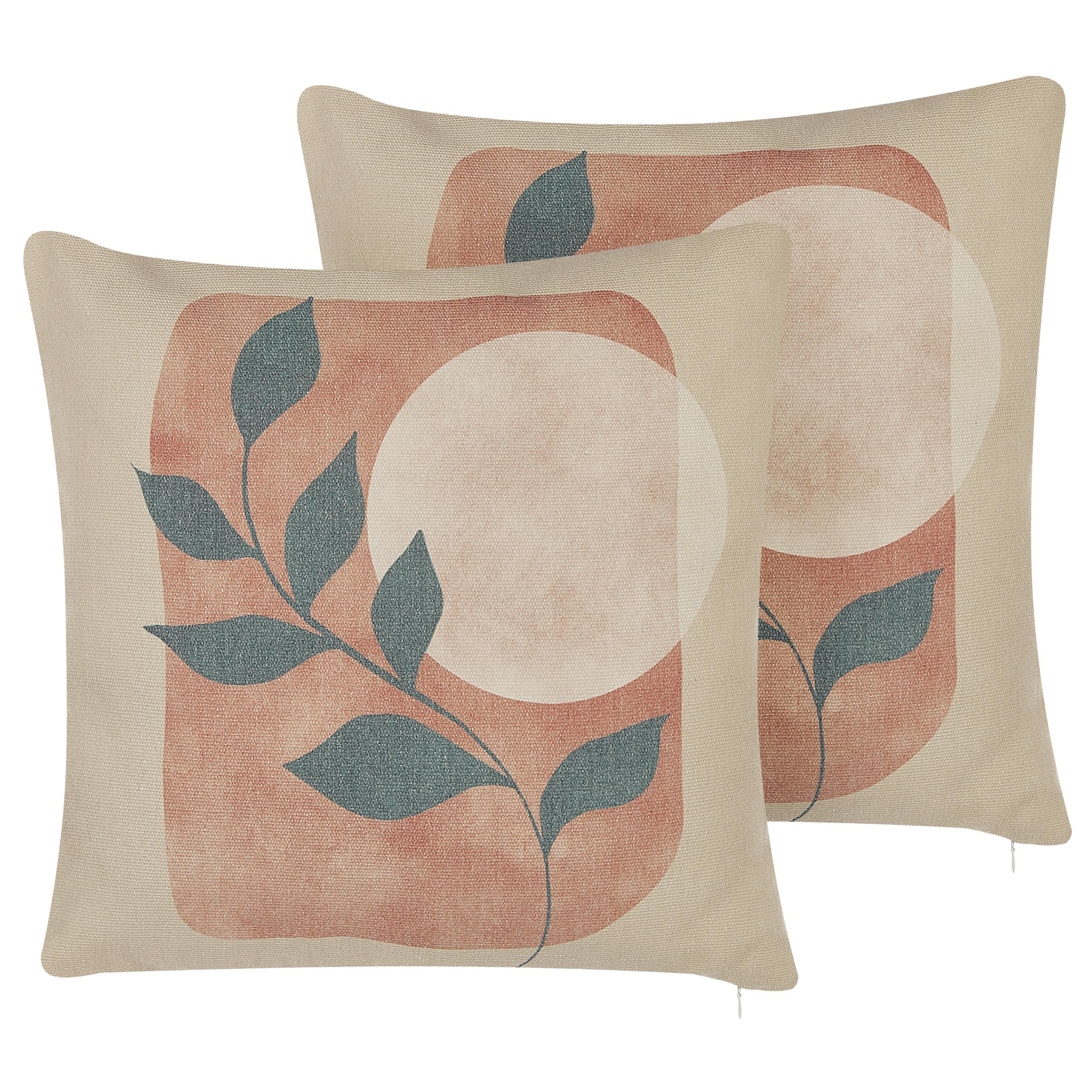 DEKOKISSEN 2er-Set Bunt 45/45 cm Calliopsis - Multicolor, Textil (45/45cm) - Beliani