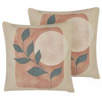 DEKOKISSEN 2er-Set Bunt 45/45 cm Calliopsis - Multicolor, Textil (45/45cm) - Beliani
