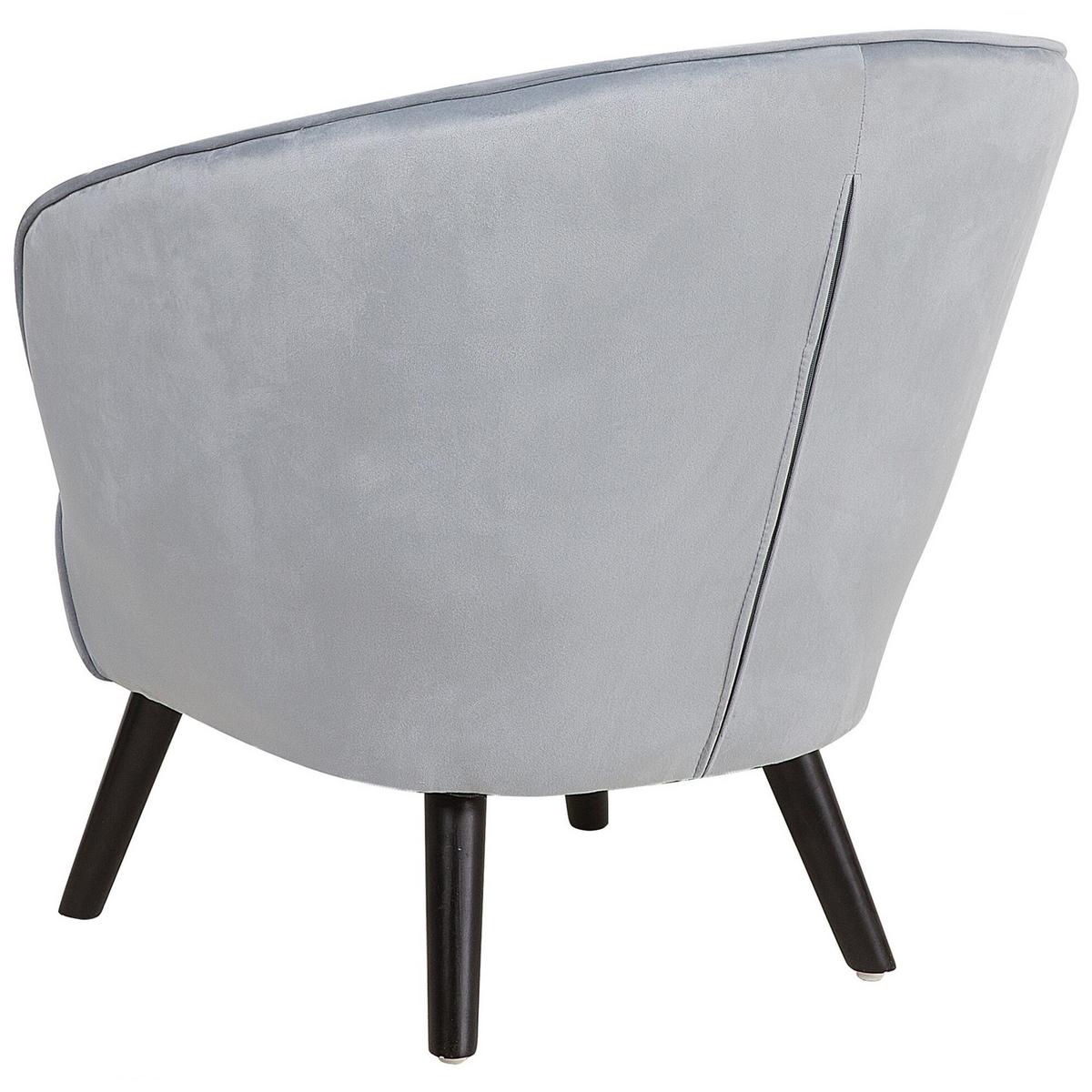 SESSEL Samtstoff Grau Dala - Grau, Holz/Textil (52/76/77cm) - Beliani