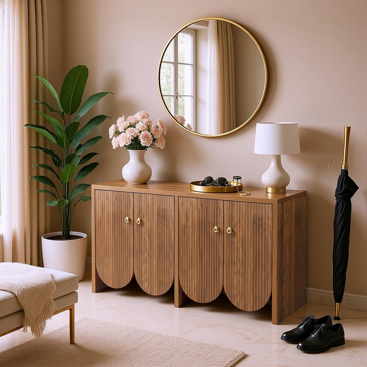 SIDEBOARD Elegantes in Walnuss Optik, 147/40/80cm - Ahornfarben, Holzwerkstoff (147/80/40cm) - Urban Meuble