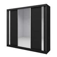 SCHWEBETÜRENSCHRANK GRAZIA 240/216/61 cm 3-türig mit Spiegel Schwarz - Schwarz, Holzwerkstoff (240/216/61cm) - MASSENO