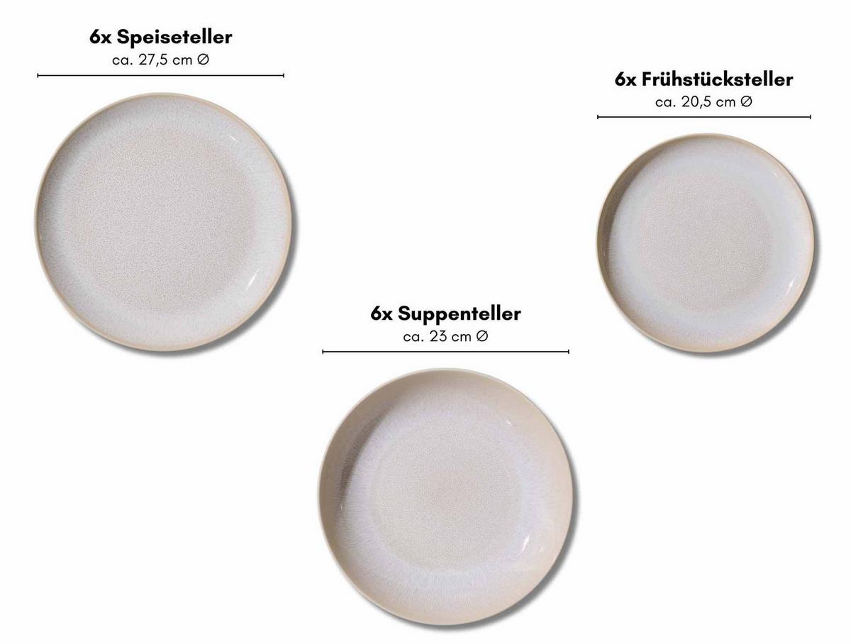 TELLER-SET Laredo beige 18-tlg. - Beige, Keramik (2/2/2cm) - Ritzenhoff Breker