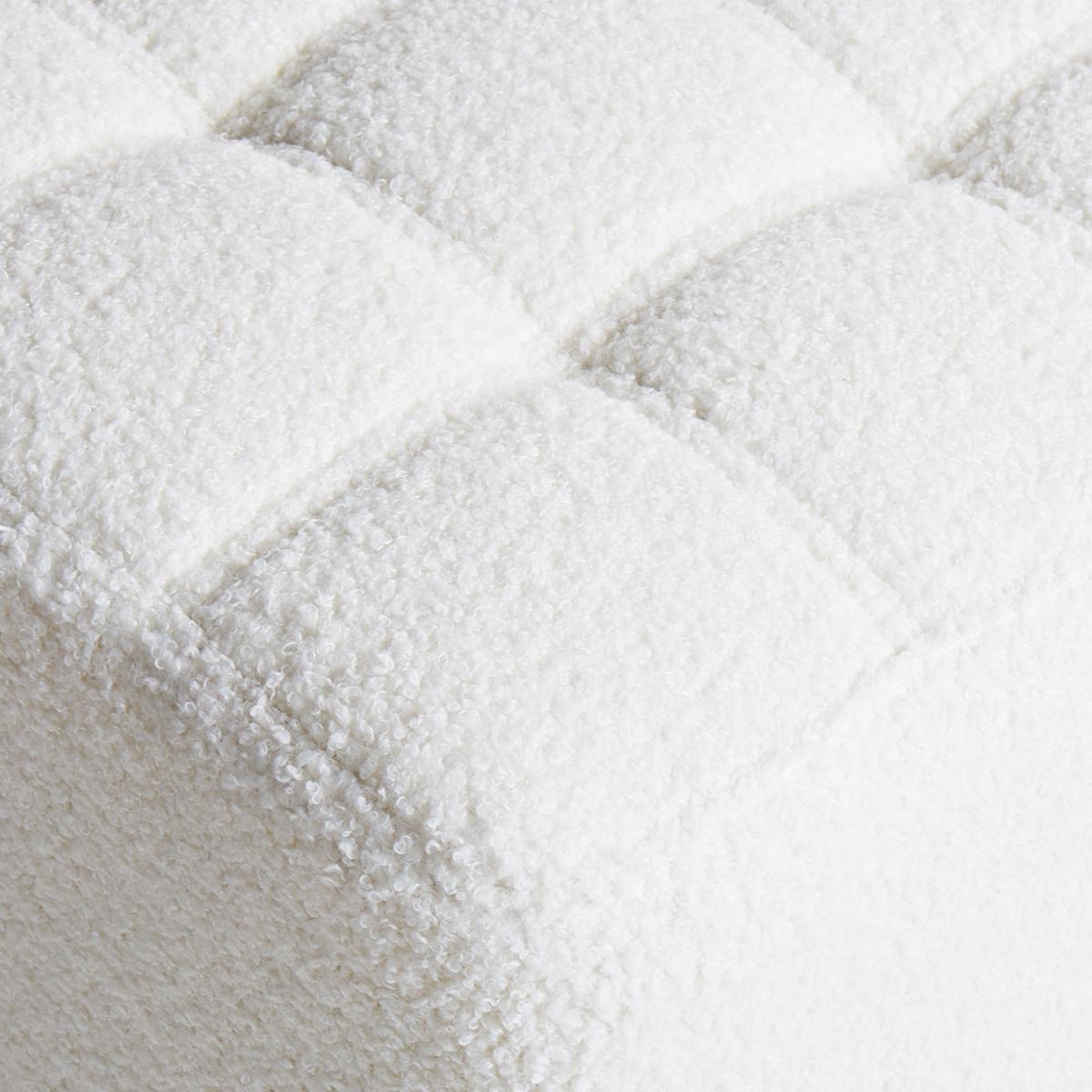 POUF Bouclé Weiß Kansas - Weiß, Textil (38/39/38cm) - Beliani