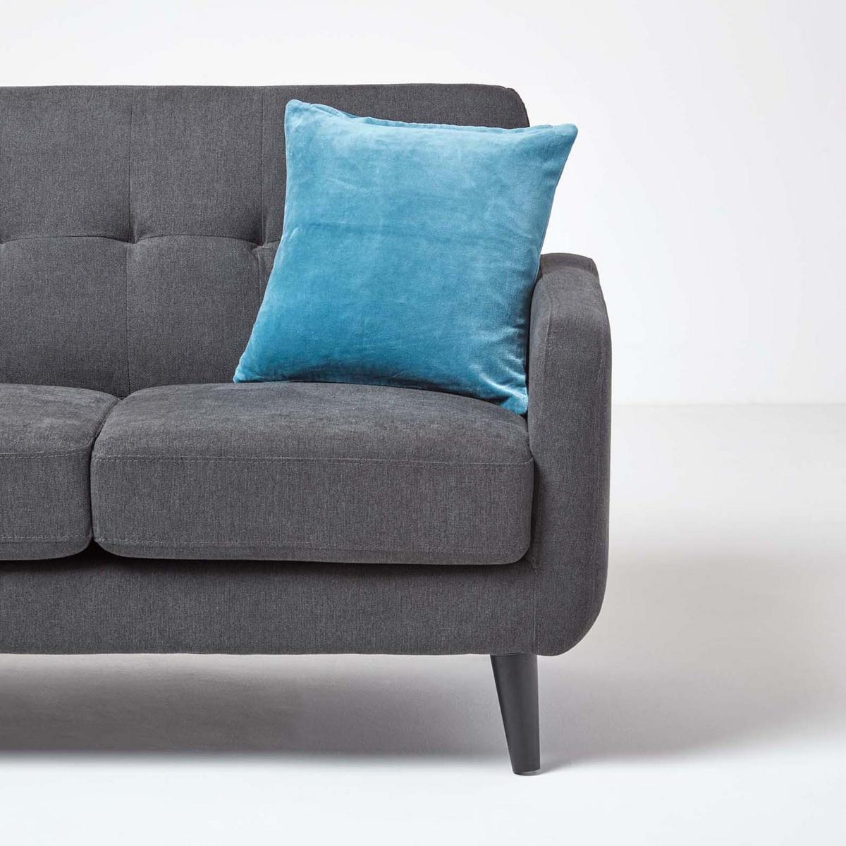KISSENHÜLLEN 2er-Set Baumwollsamt blau 40/40 cm - Blau, Textil (40/40cm) - Homescapes