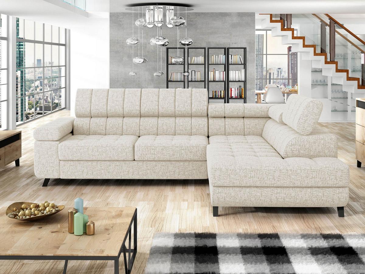ECKSOFA Nord, Seite: Rechts - Creme/Schwarz, Holz/Textil (264/203cm) - MIRJAN24