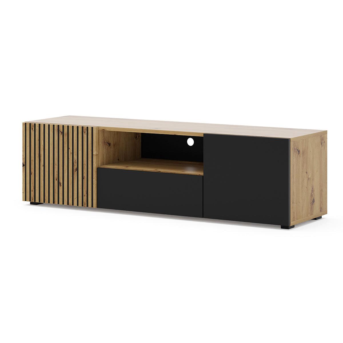 TV-MÖBEL Nera Holz und Schwarz - Schwarz, Holzwerkstoff (150/42/42cm) - Petits-meubles