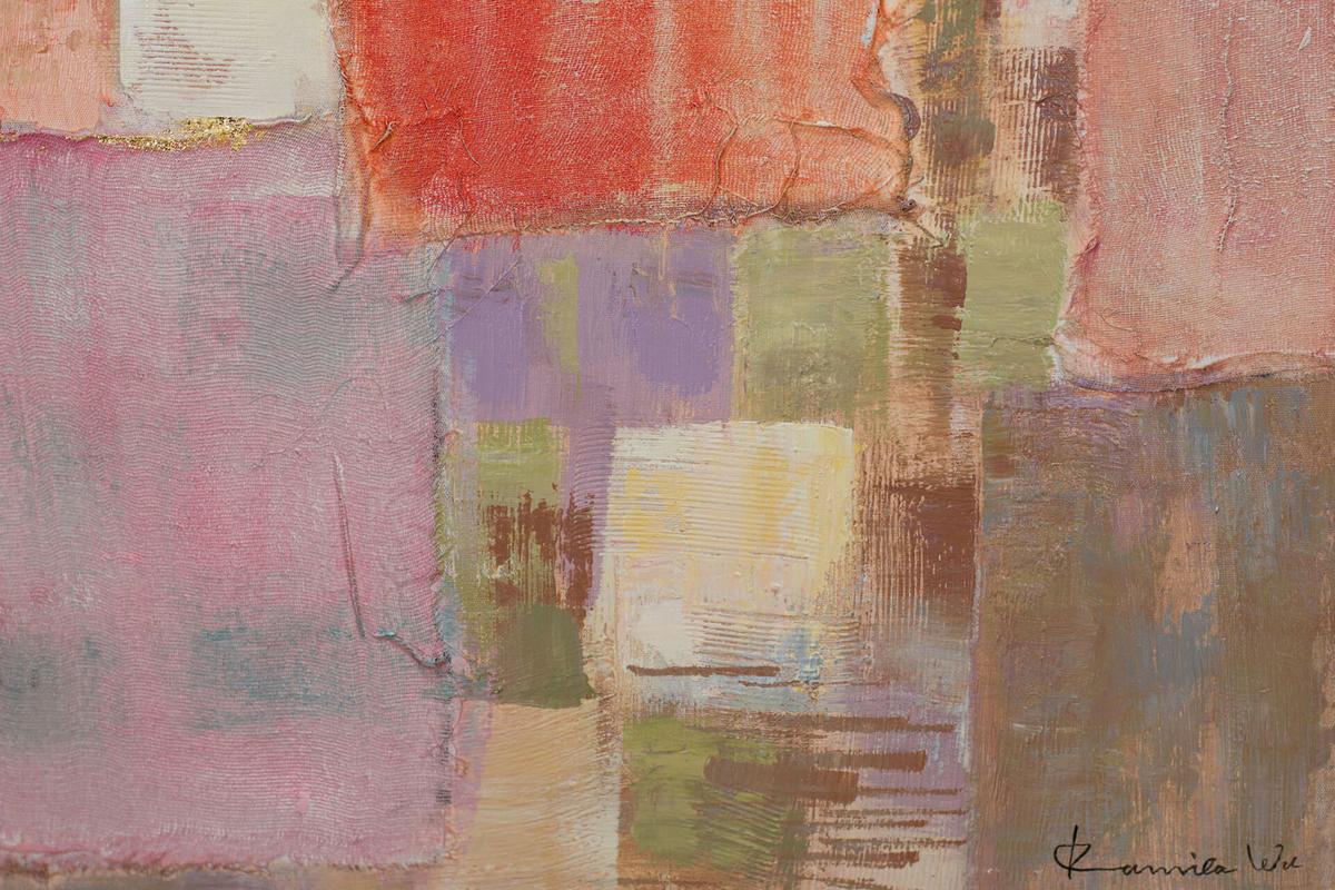 ACRYLBILD HANDGEMALT 83/123 cm - Pink/Beige, Textil (83/123cm) - KUNSTLOFT