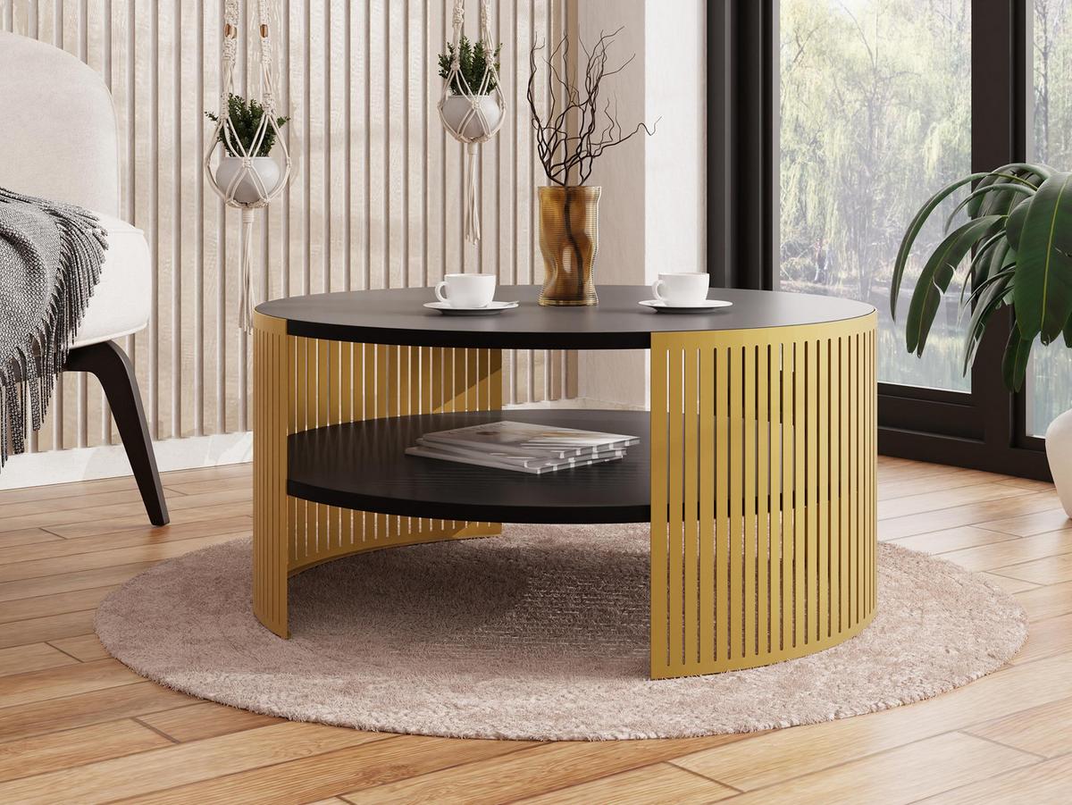 COUCHTISCH Fikoli Gold - Goldfarben/Schwarz, Holzwerkstoff/Metall (75/75/40cm) - MIRJAN24