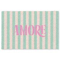 FUSSMATTE Rosa – Grün – Streifen – Amore 180x120 cm - Mintgrün, Kunststoff (180/0.4cm) - MuchoWow