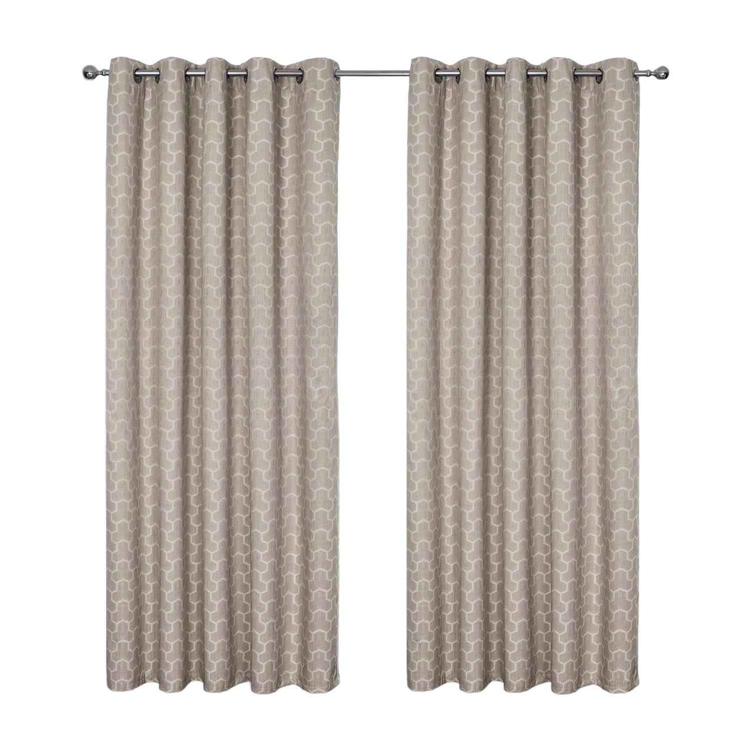 VERDUNKELUNGSVORHÄNGE geometrisch mit Thermo-Funktion, Ösen 117/137 cm - Naturfarben, Textil (117/137cm) - Homescapes