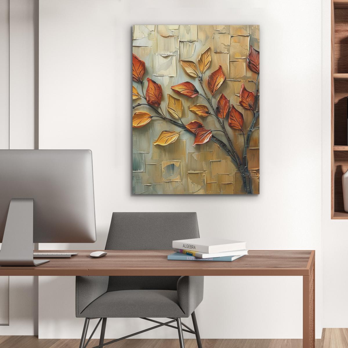 AKUSTIKBILD Baum - Abstrakt - Natur - Kunst Wandbilder 60x80 cm - Goldfarben, Kunststoff (60/80/0.9cm) - MuchoWow