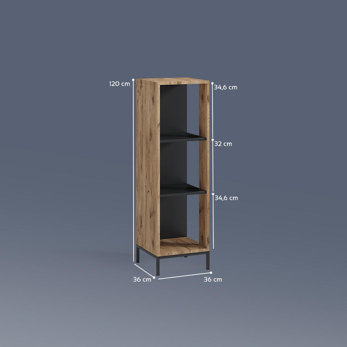 BÜCHERREGAL Aterno Viking Oak mit 3 Fächern - Eichefarben, Holzwerkstoff (36/120/36cm) - Livinity®