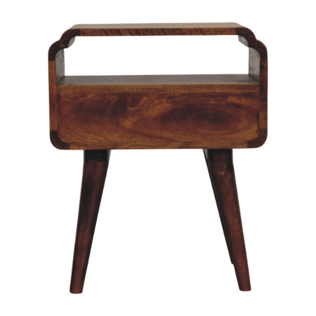NACHTKASTEN Newton Kastanie, 1 Schublade und Offenes Regal, Dunkelbraun - Dunkelbraun/Messingfarben, Holz/Metall (45/55/35cm) - Artisan Furniture