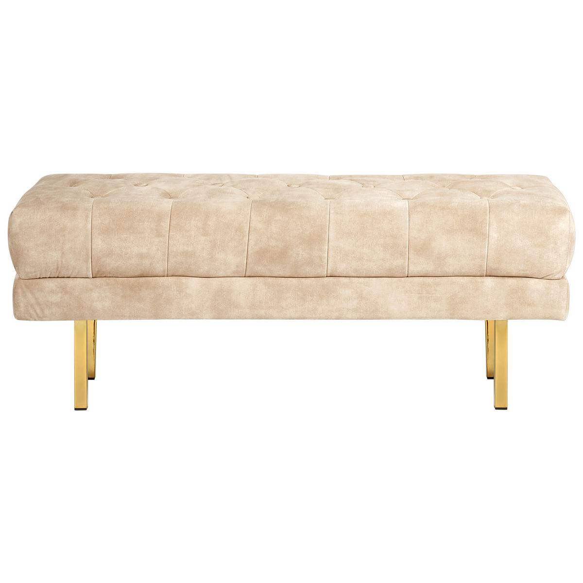 BANK Beige/Gold Roseville - Beige/Goldfarben, Holz/Textil (117/44/40cm) - Beliani