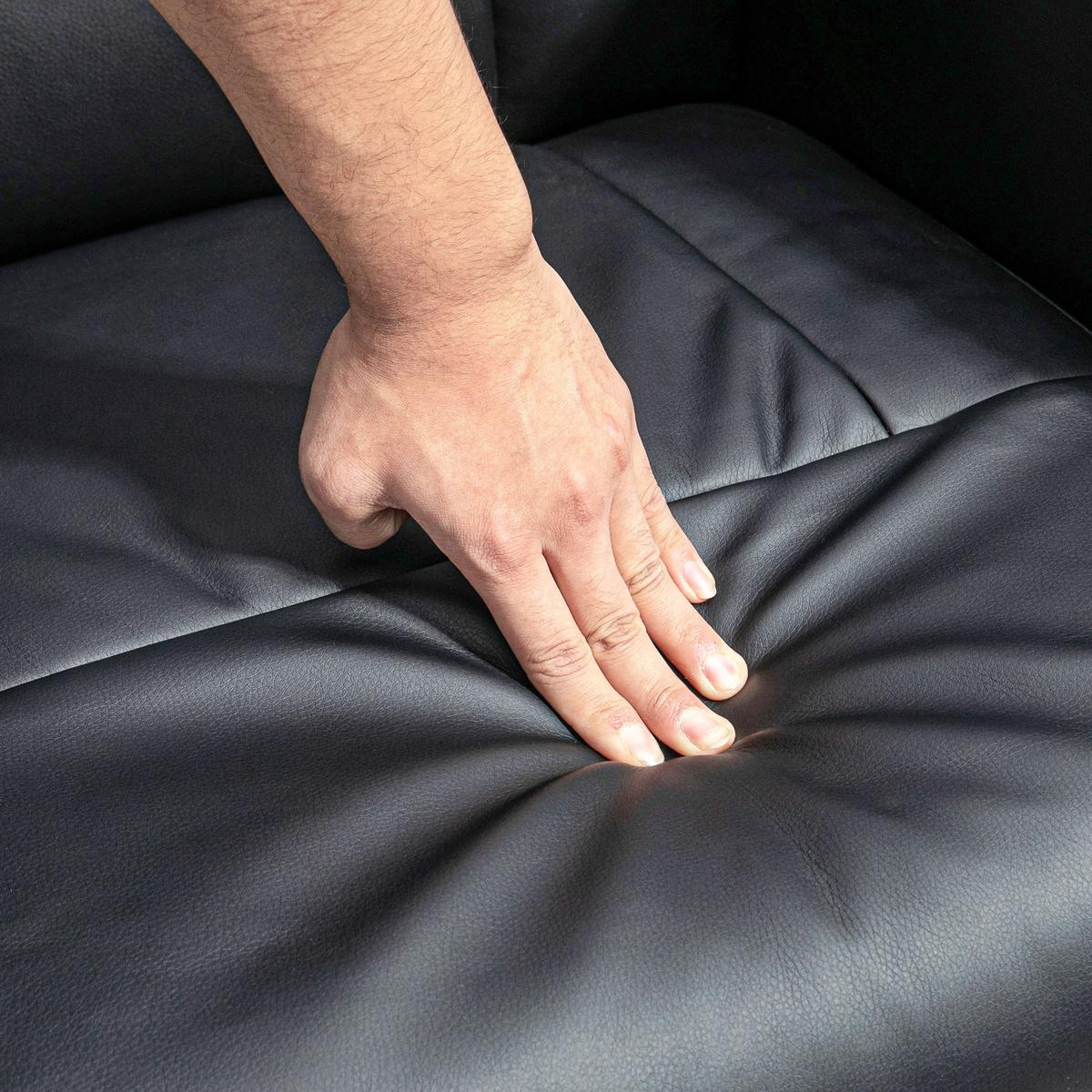 RELAXSESSEL mit Hocker, Fernsehsessel, TV Sessel mit Liegefunktion, Kunstleder - Schwarz, Metall (76/101/81cm) - HOMCOM