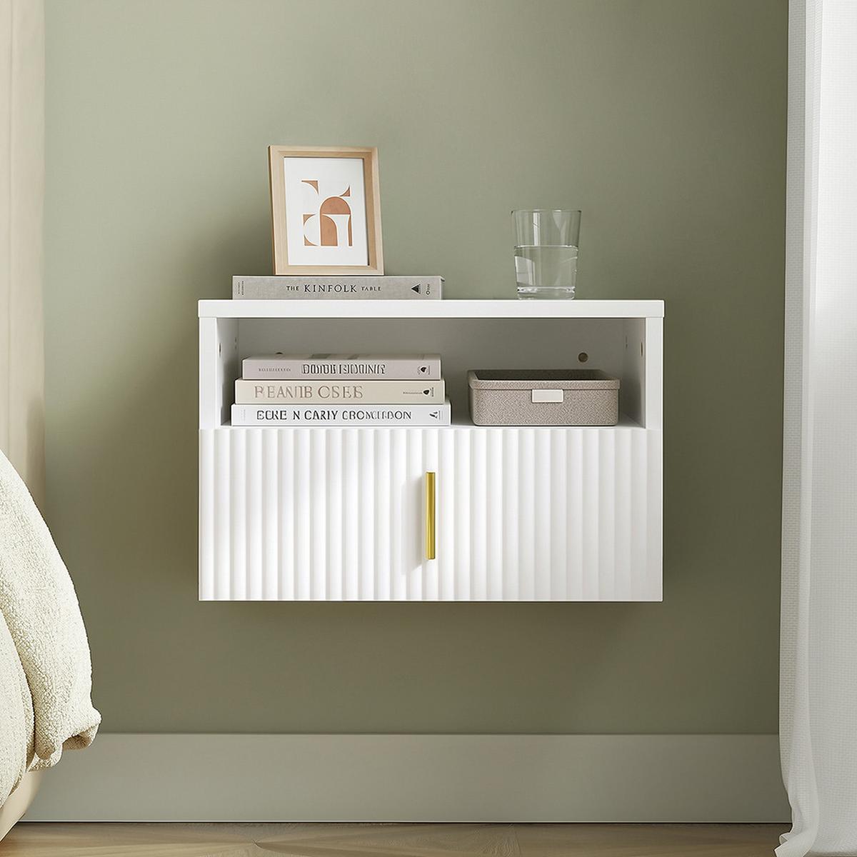 NACHTTISCH mit Schublade und offenen Fach FBT176-E-W - Ahornfarben, Fell (40/26/30cm) - SoBuy