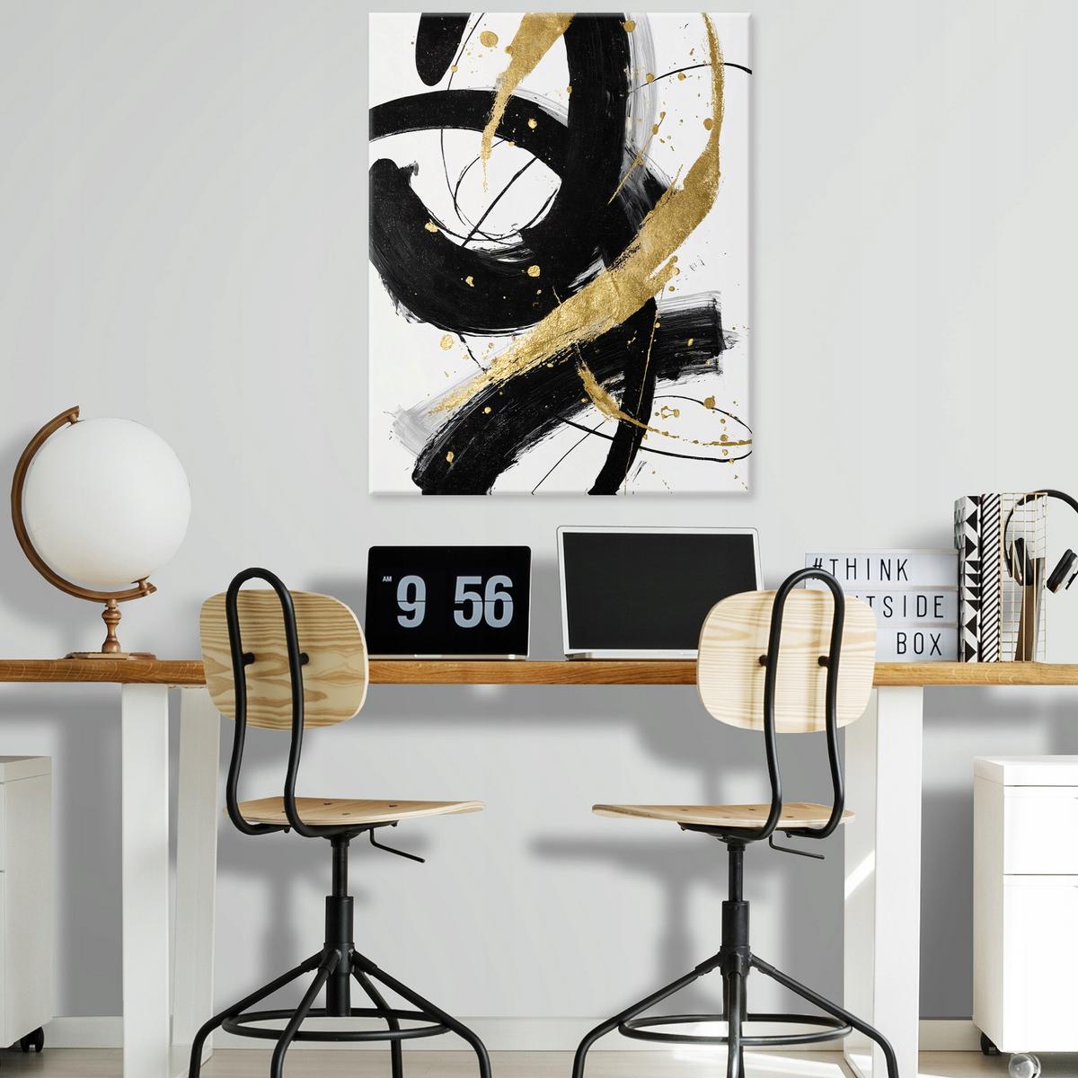 BILDER Abstrakt Gold Schwarz 120x80 - Multicolor, Holzwerkstoff (80/120cm) - Wallarena