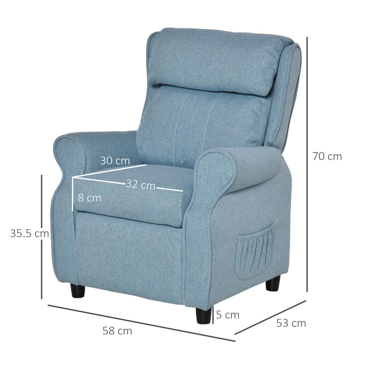 KINDERSESSEL Kindersofa Kindercouch Liegesofa verstellbar mit Fußstütze Blau - Blau, Holz (53/70/58cm) - HOMCOM