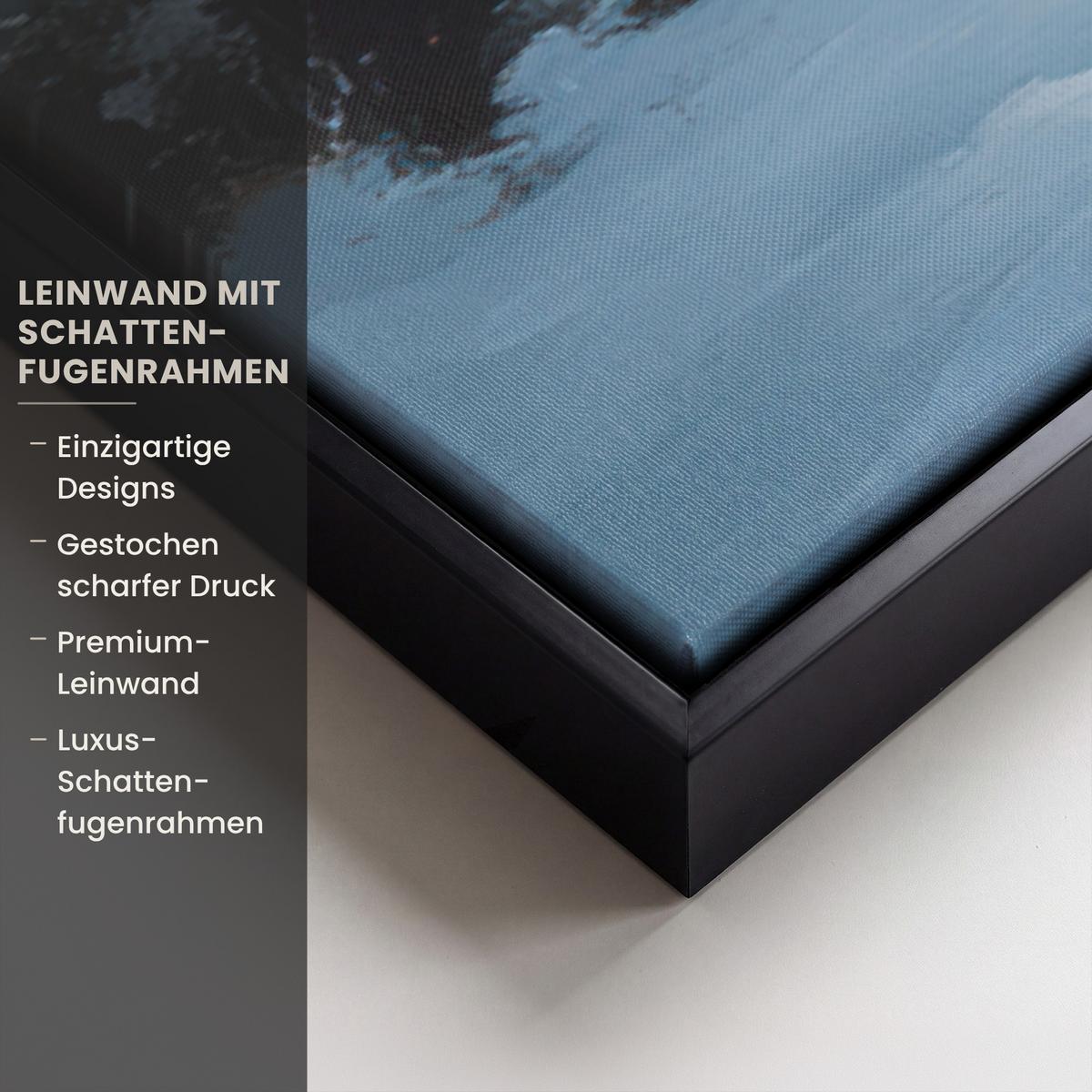 LEINWAND Bilder mit Rahmen - Weihnachten - Weihnachtsbaum - Winter - Zuhause - Schnee - 140x90 - Smaragdgrün, Textil (140/90cm) - MuchoWow