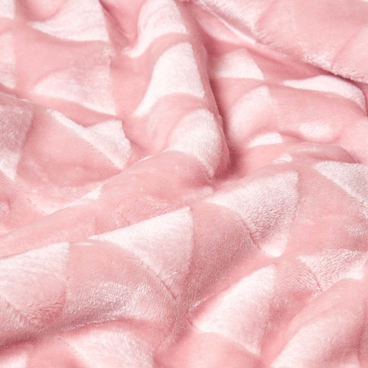 KUSCHELDECKE Sherpa 160/200 cm, Samtdecke mit Dreieckmuster - Rosa, Textil (160/200cm) - Homescapes