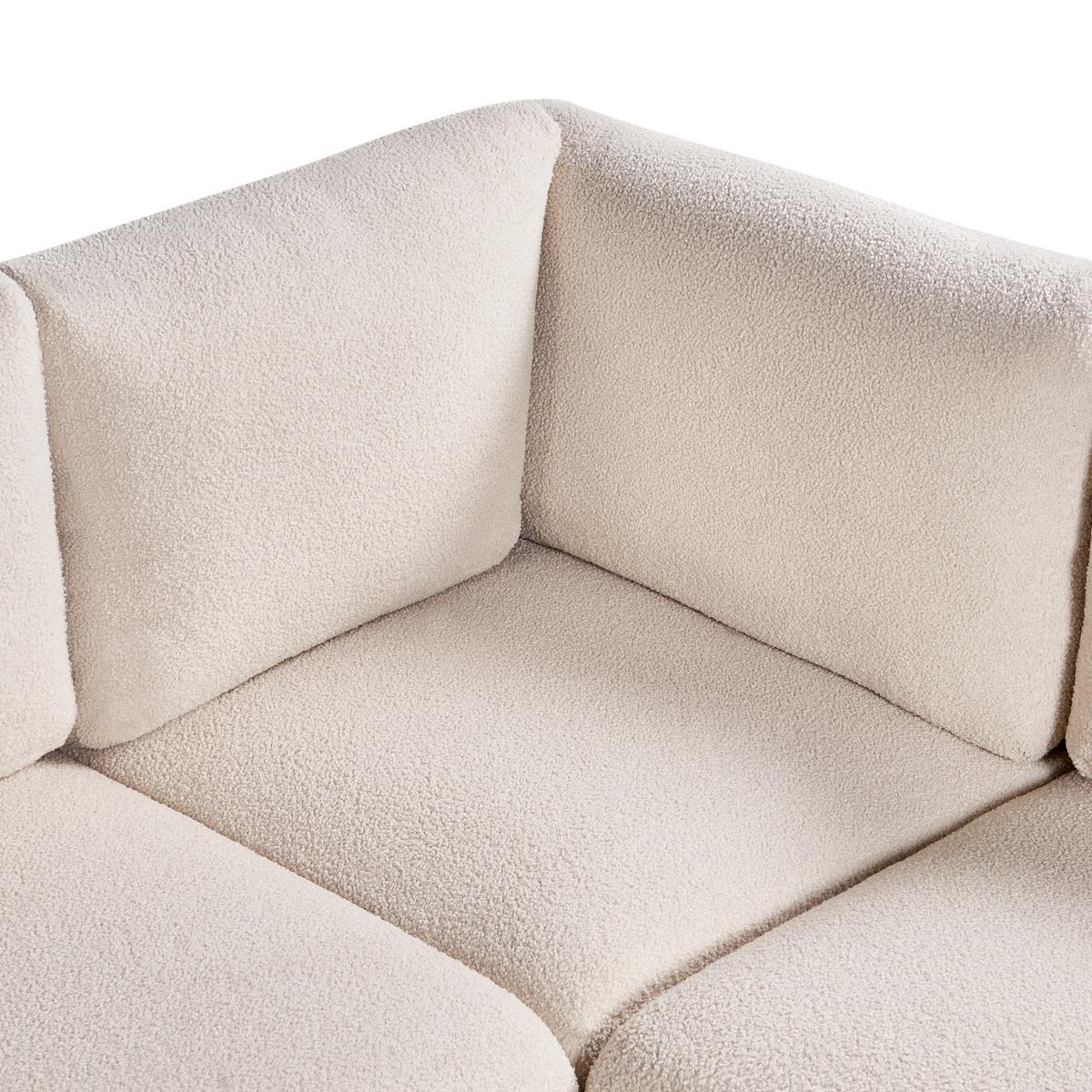 ECKSOFA Modul 5-Sitzer Bouclé Cremeweiß linksseitig Mesnali - Creme, Textil (268/268cm) - Beliani