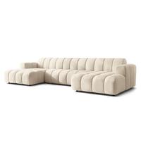 WOHNLANDSCHAFT AENIS Creme Strukturstoff - Creme, Holz (398/85/165cm) - MASSENO