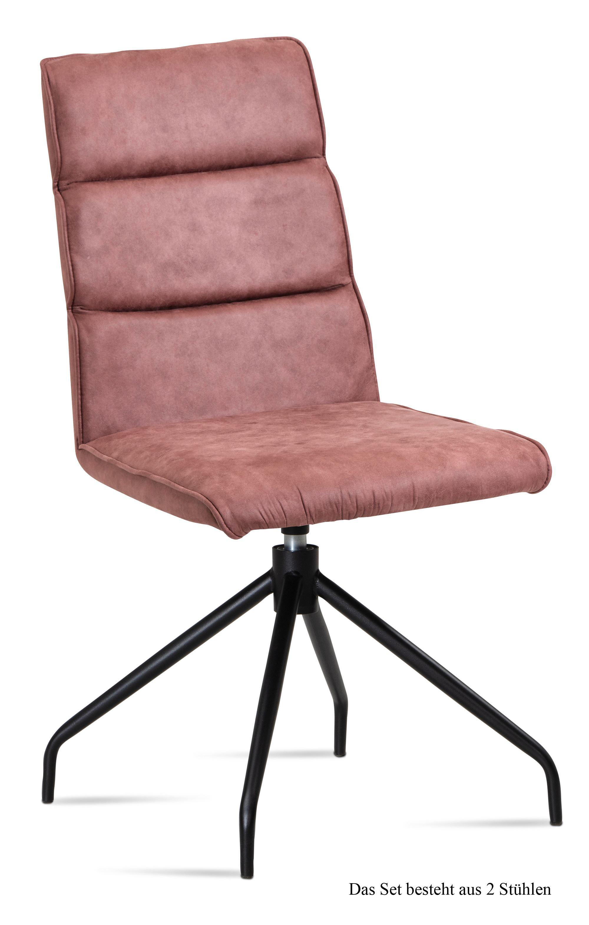 ESSZIMMERSTUHL drehbar (2er-Set) Domini 47x92x60 Schwarz/Rosewood - Dunkelrosa/Schwarz, Kunststoff (60/92/47cm) - 58aufmkessel