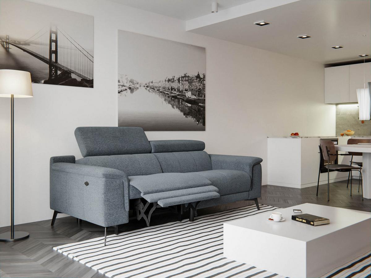 RELAXSOFA FIERO 3-Sitzer mit 1 Relaxfunktion, dunkelgrau - Dunkelgrau/Schwarz, Holzwerkstoff/Textil (212/82/103cm) - Wozimo