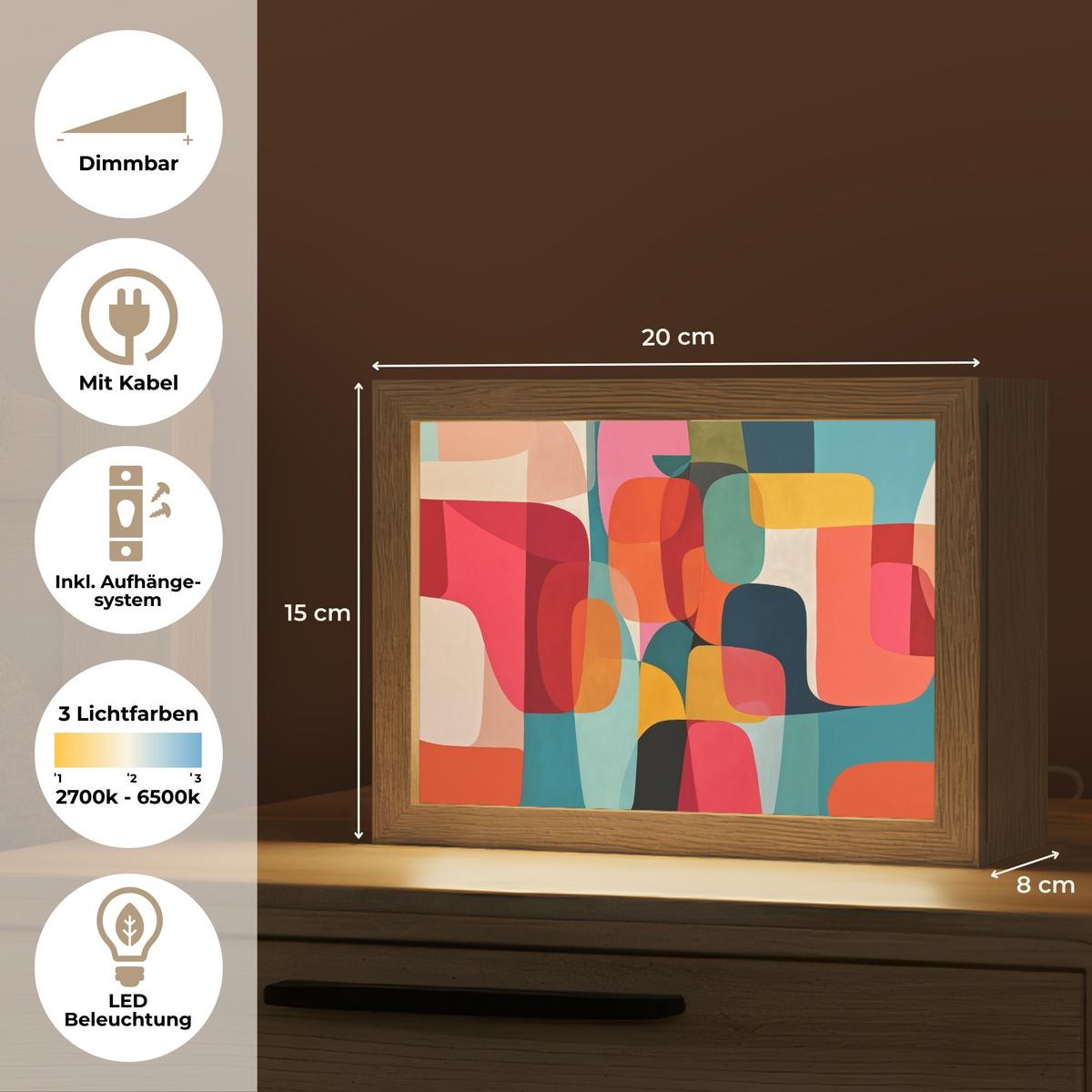 WANDLEUCHTE Formen - Bunt - Abstrakt - Flugzeuge 20x15 cm - Multicolor, Holzwerkstoff (20/15/8cm) - OnlyWow
