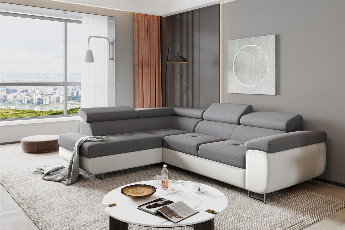 ECKSOFA Jade Mit Schlaffunktion - Grau, Holzwerkstoff/Textil (202/275cm) - Fun Möbel