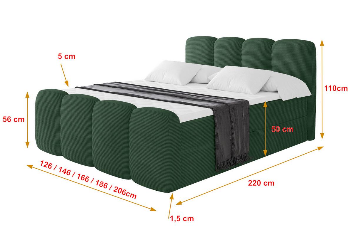 BOXBETT mit Matratze H3 - NINA-Z - 120x200 cm Grün - Waldgrün, Holzwerkstoff (120/200cm) - ALTDECOR