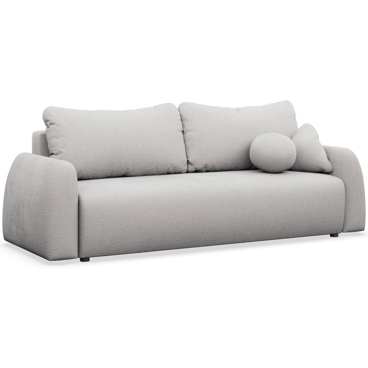3-SITZER SOFA Nubelle Hellgrau Chenille-Bezug, wasserabweisend - Hellgrau/Schwarz, Kunststoff/Textil (244/85/93cm) - Selsey