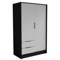 DREHTÜRENSCHRANK CAVA 102/200/51 cm Modern Kleiderschrank 2-türig Schwarz - Schwarz/Weiß, Holzwerkstoff (102/200/51cm) - MASSENO