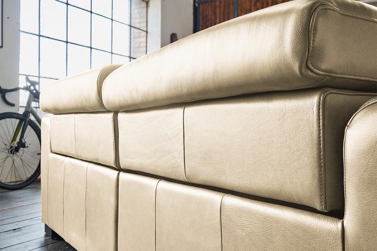 SOFA MIT RELAXFUNKTION FINN Cremeweiß Leder Relaxfunktion - Creme/Schwarz, Leder/Kunststoff (210/80/107cm) - KAWOLA