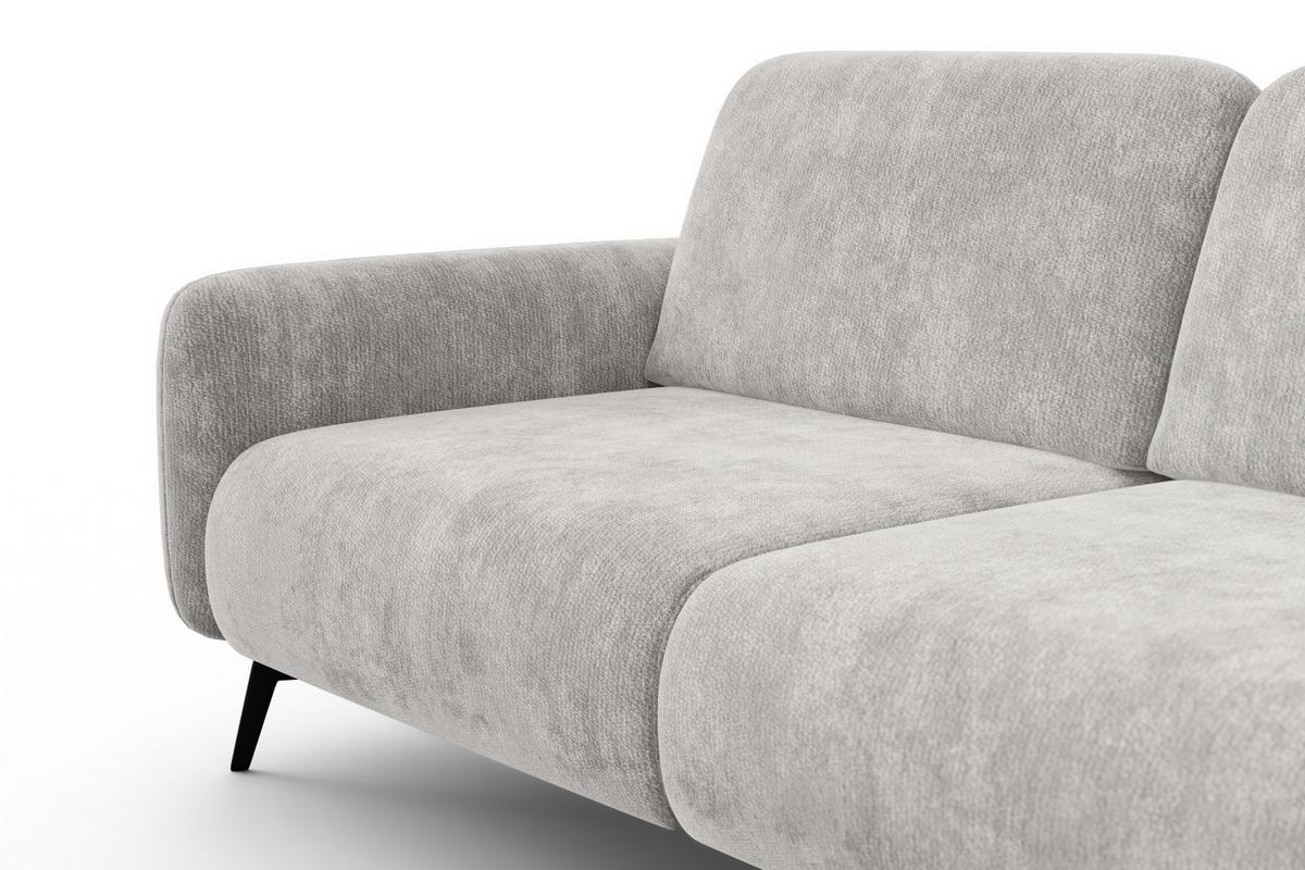 SOFA FEBE 3-Sitzer, hellgrauer Chenille-Stoff - Hellgrau/Schwarz, Holz/Textil (190/82/96cm) - Wozimo