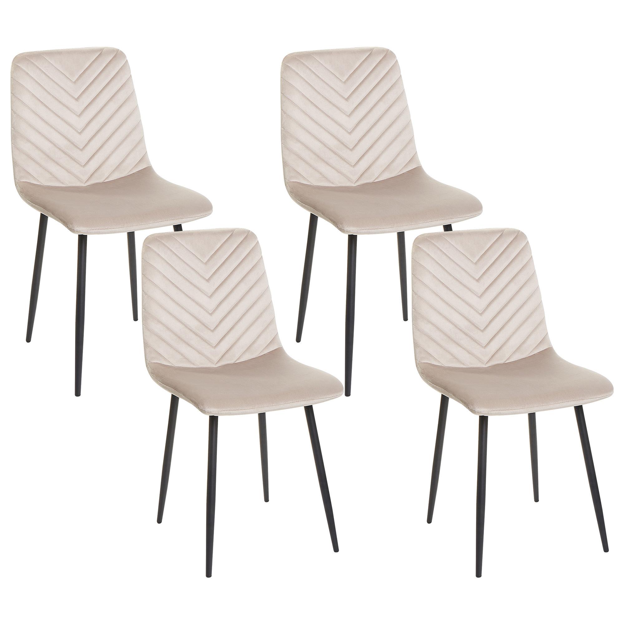 ESSZIMMERSTUHL 4er-Set Samtstoff Taupe Havre - Beige/Schwarz, Textil (45/88/62cm) - Beliani