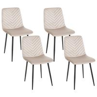 ESSZIMMERSTUHL 4er-Set Samtstoff Taupe Havre - Beige/Schwarz, Textil (45/88/62cm) - Beliani