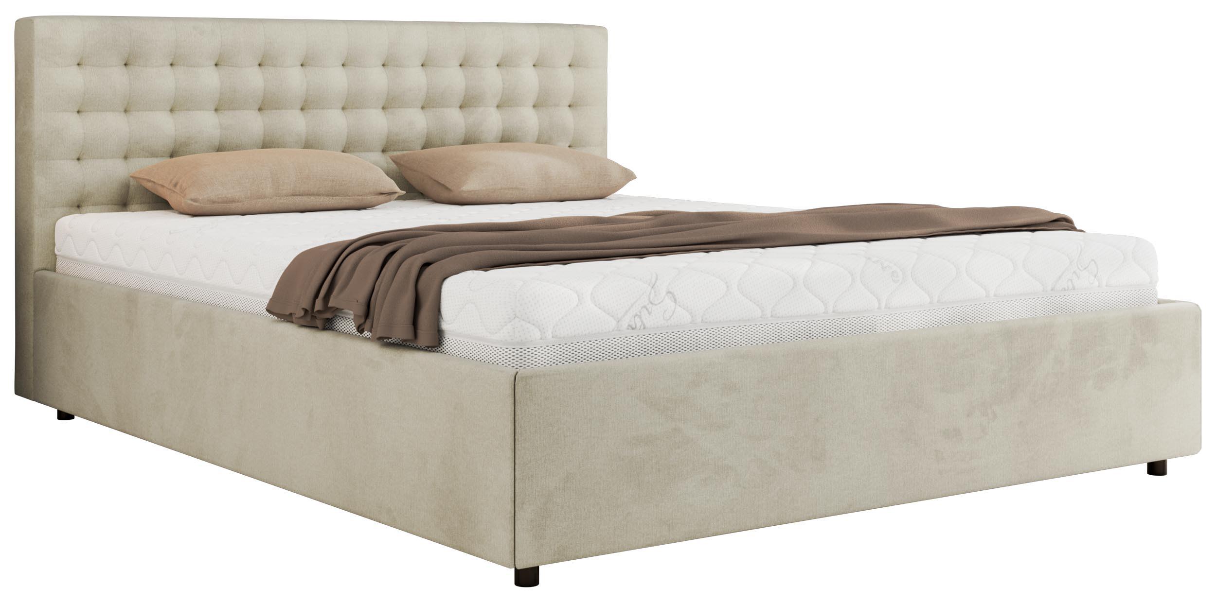 POLSTERBETT PAVO CLASSIC 200/200 - Beige Velvet - Pocket-Matratze - Beige, Textil (200/200cm) - MKS