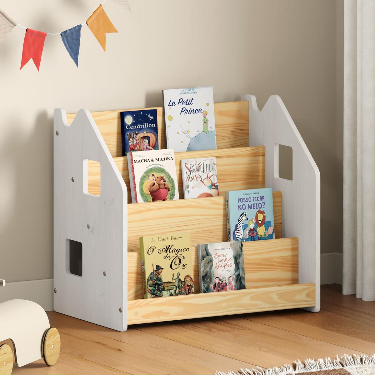 BÜCHERREGAL BRUNO natur/weiß - Naturfarben/Weiß, Holz (65/60/40cm) - IDIMEX
