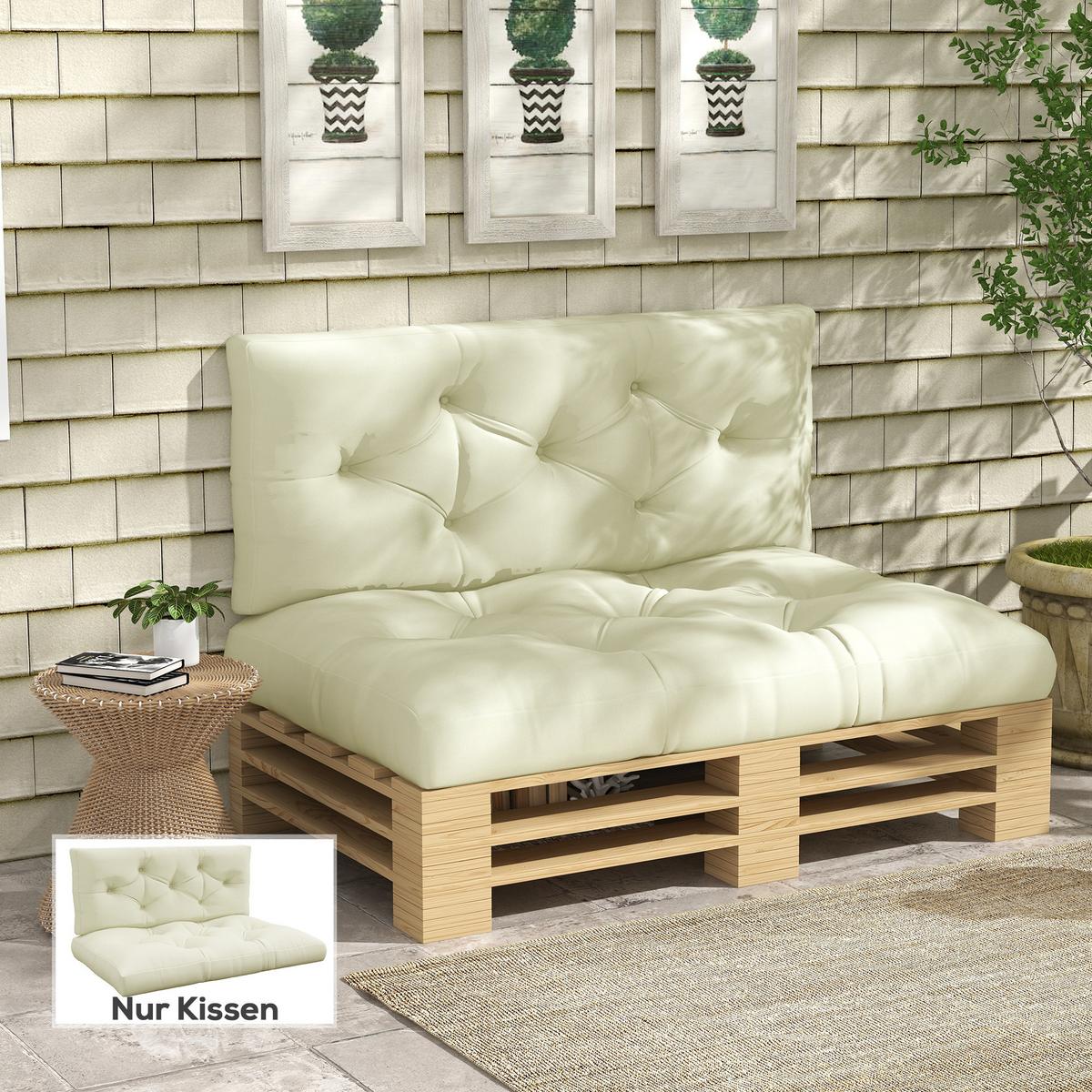 SITZKISSEN 2er Set Polyester Cremeweiß - Creme, Textil (80/12/120cm) - Outsunny