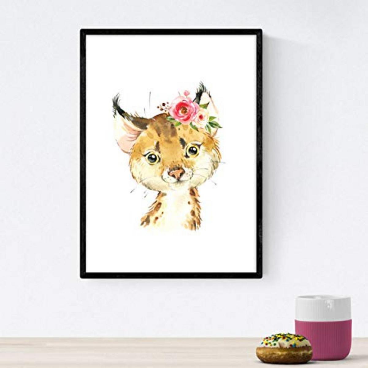 POSTER Set mit 4 Leopard Duck Kuh und Pferd A3 Rahmenlos - Klar, Papier (29.7/3cm) - Nacnic