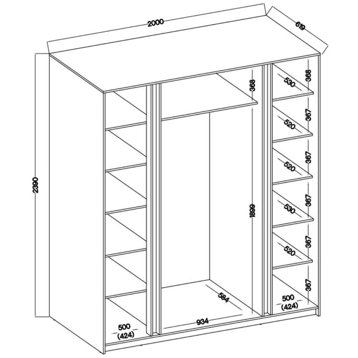DREHTÜRENSCHRANK Kaya 200/62/239 4-Türig - Schwarz, Holzwerkstoff (200/239/62cm) - Beautysofa