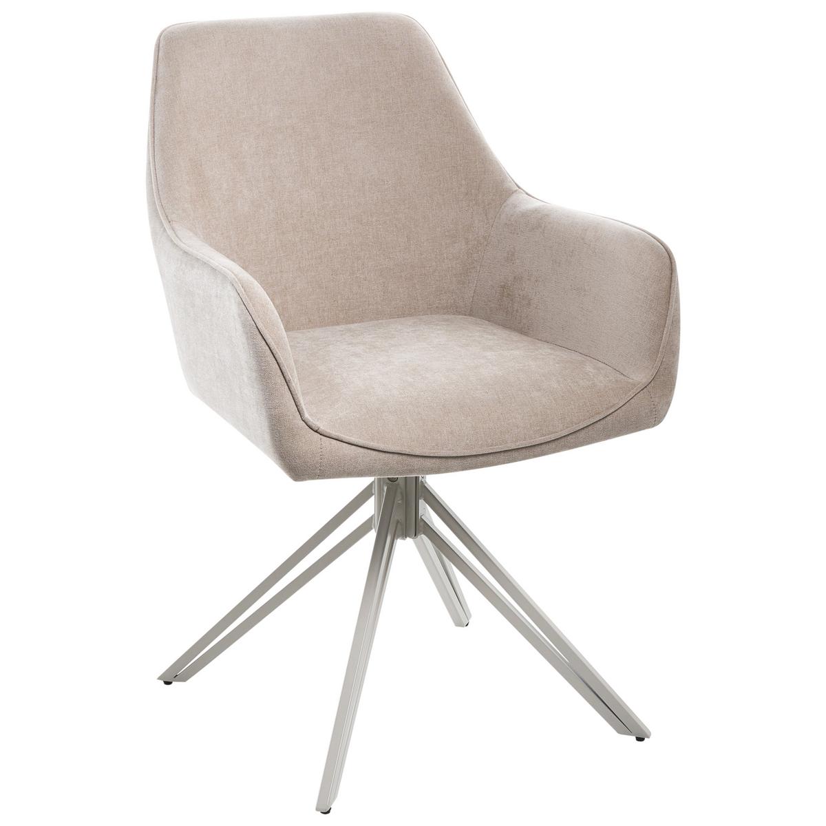ESSZIMMERSTUHL 2er-Set Stoff Beige Jodar - Beige, Textil (56/83/60cm) - Beliani