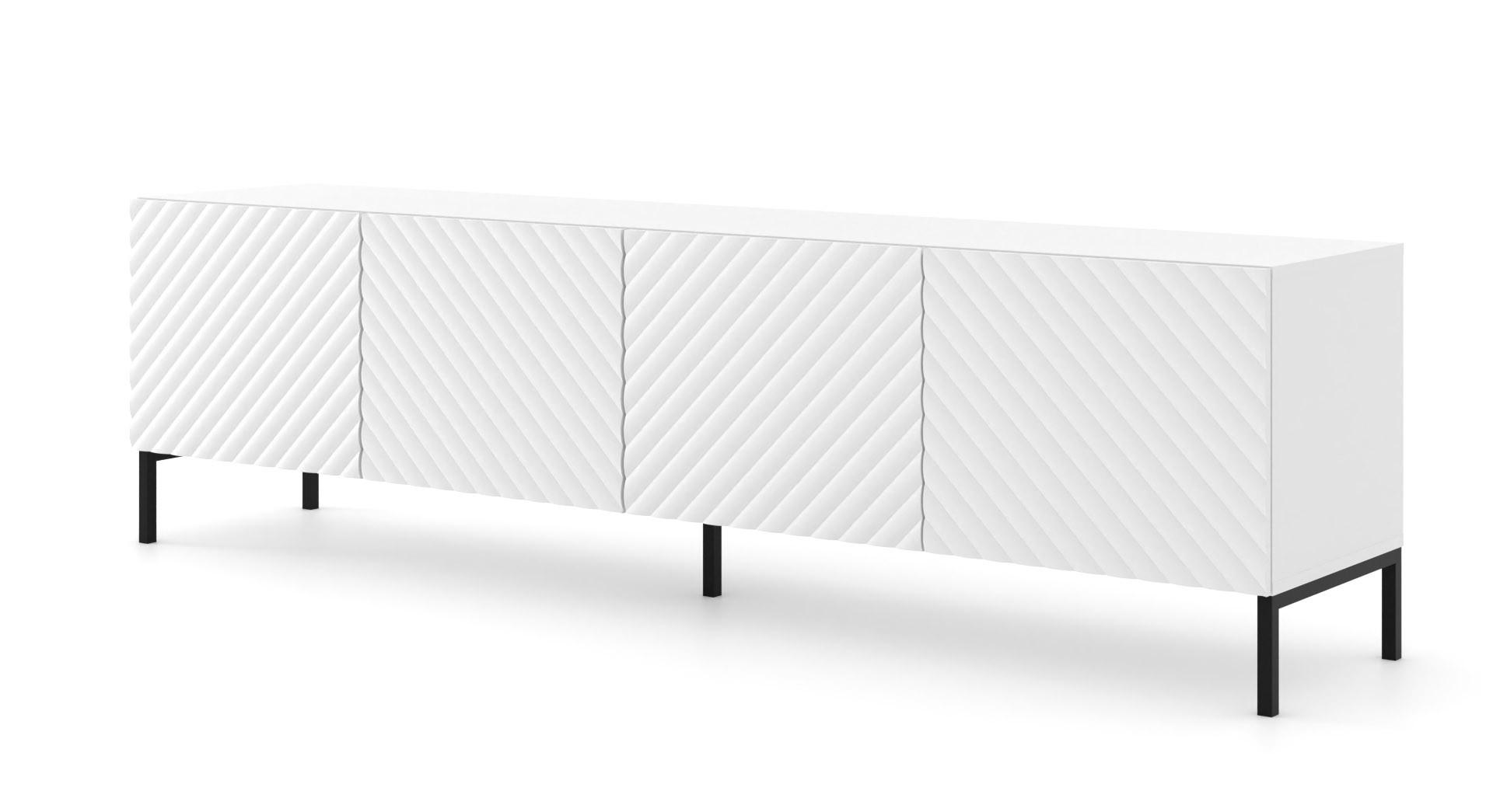TV LOWBOARD Weiß, Schwarz 200/56/42 - Schwarz/Weiß, Holzwerkstoff (200/56/42cm) - RAUMHIRSCH FURNITURE
