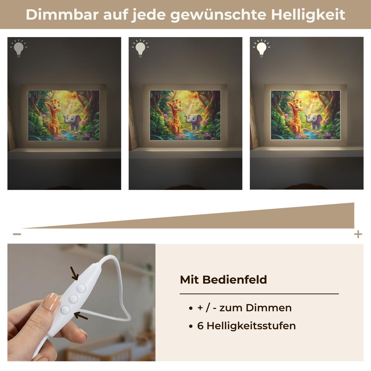 NACHTTISCHLAMPE Giraffe - Elefant - Blumen - Dschungel 20x15 cm - Grün, Holzwerkstoff (8/20/15cm) - OnlyWow