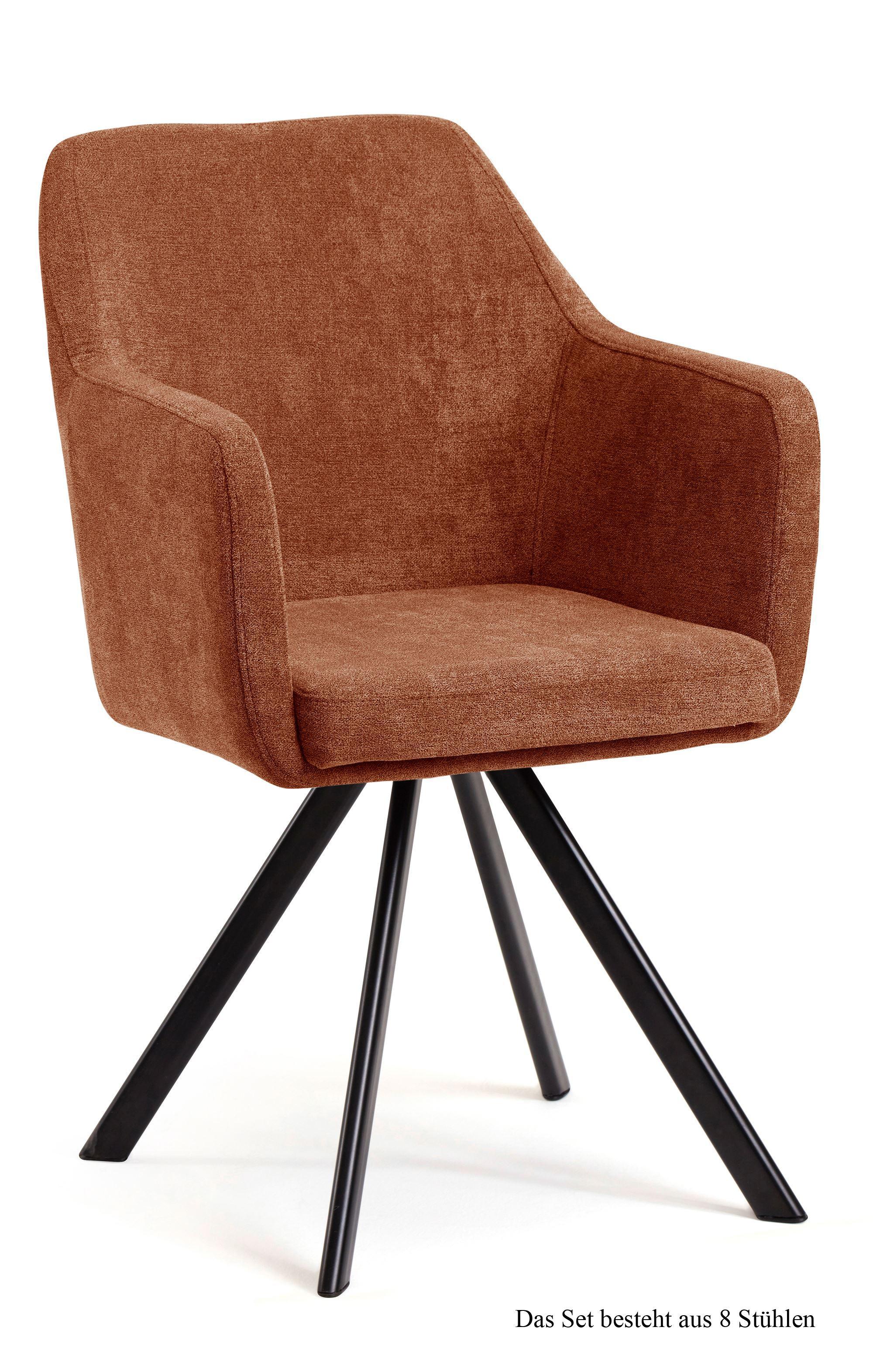 ARMLEHNSTUHL drehbar (8er-Set) Devka 57x87x60 Schwarz/Cognac - Cognac/Schwarz, Kunststoff (60/87/57cm) - 58aufmkessel