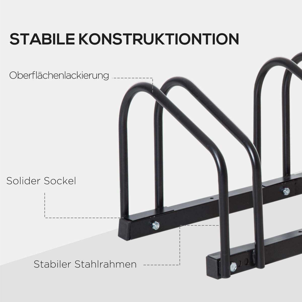 FAHRRADSTÄNDER, Stahl, Schwarz, 110x33x27cm - Schwarz, Metall (33/27/110cm) - HOMCOM